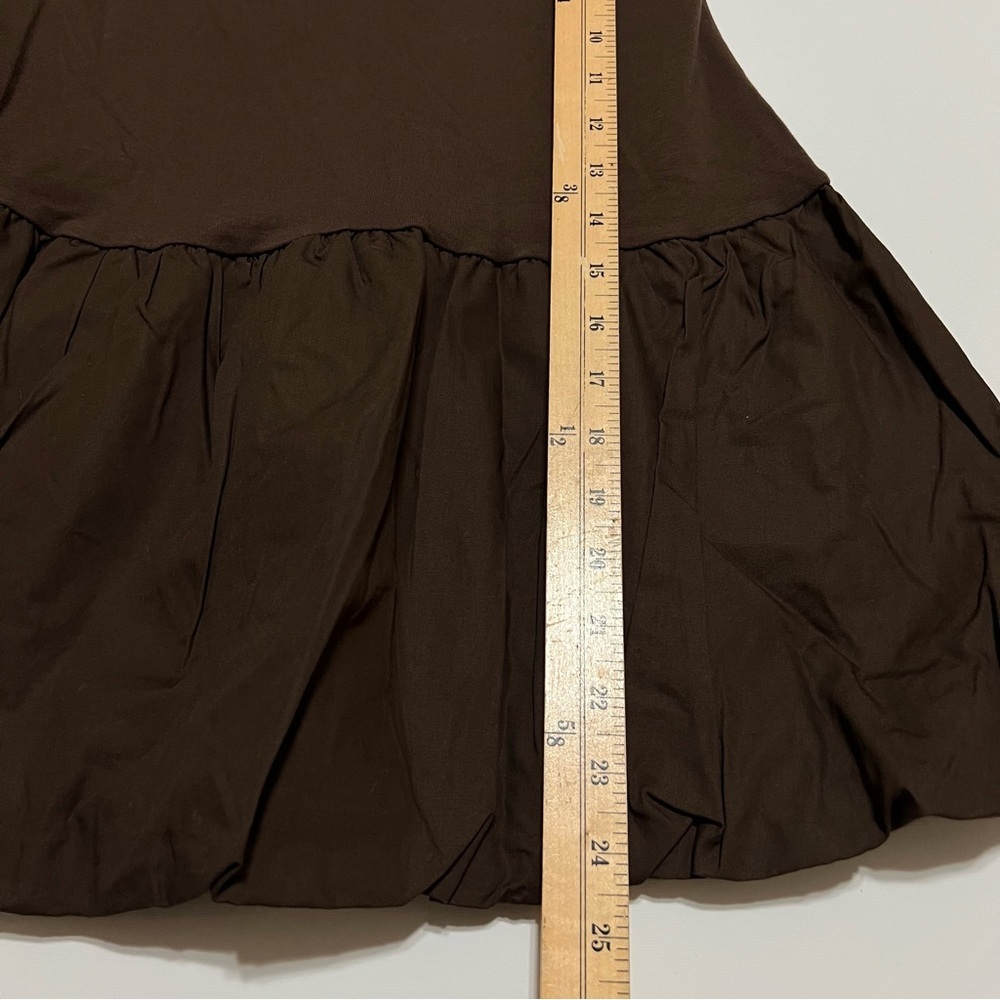 NWOT Wild Fable Women's Strapless Brown Bubble Hem Mini Babydoll Dress- Brown M - Picture 6 of 8